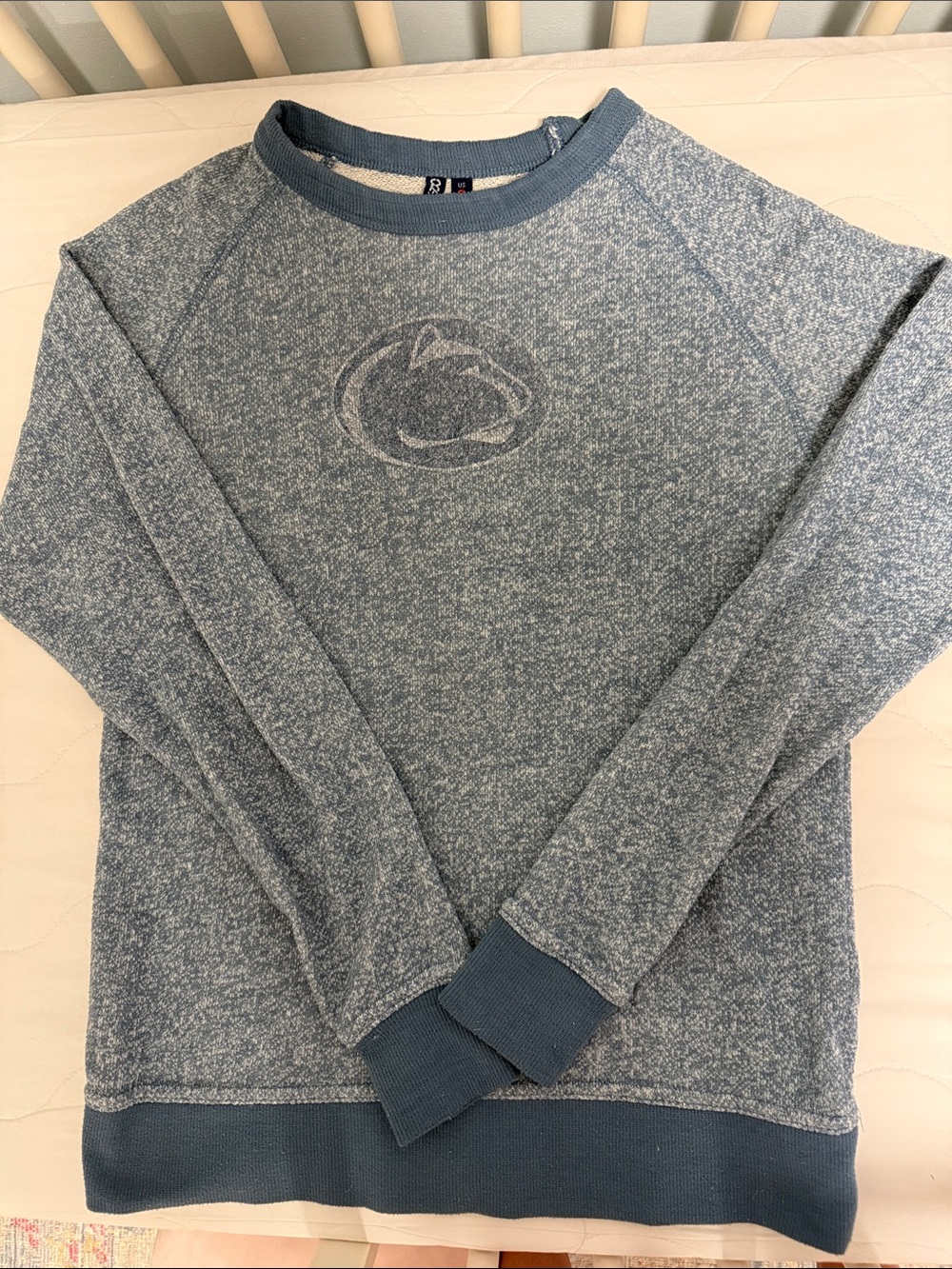 Ocean Blue Penn State  Women's Heather Slate Blue Crewneck Sweater